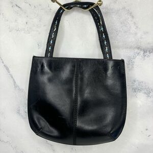 Vintage y2k 90s Fossil Black Leather handbag Purse southwest grunge pony hair